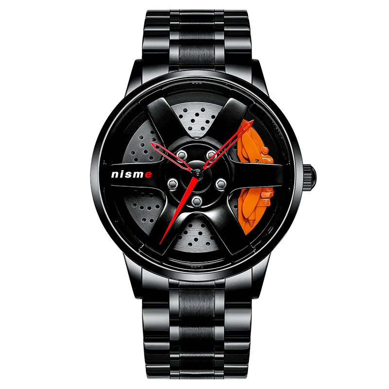 2025 New 3D Real Man Waterproof Rotate Quartz Watches Super Car Rim Spinning Men'S Sports 360 Wheel Wristwatch for Men Clock