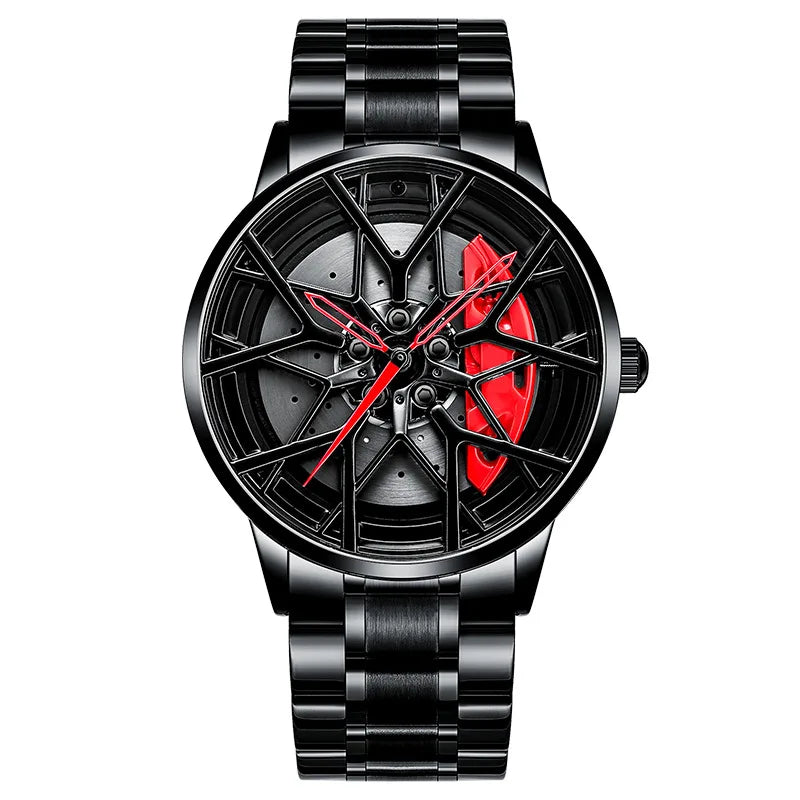 2025 New 3D Real Man Waterproof Rotate Quartz Watches Super Car Rim Spinning Men'S Sports 360 Wheel Wristwatch for Men Clock