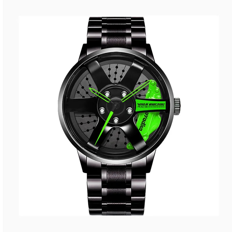 2025 New 3D Real Man Waterproof Rotate Quartz Watches Super Car Rim Spinning Men'S Sports 360 Wheel Wristwatch for Men Clock