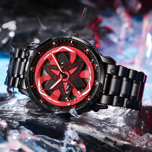 360Rotation 3D Wheel Men Watches Super Car Rim Hub Men Quartz Watch Stainless Steel Waterproof Wholesale Watch Relogio Masculino